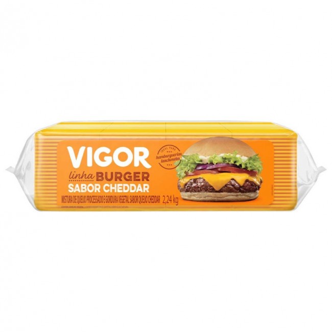 Queijo Cheddar Fatiado Vigor Pacote de 2,240kg